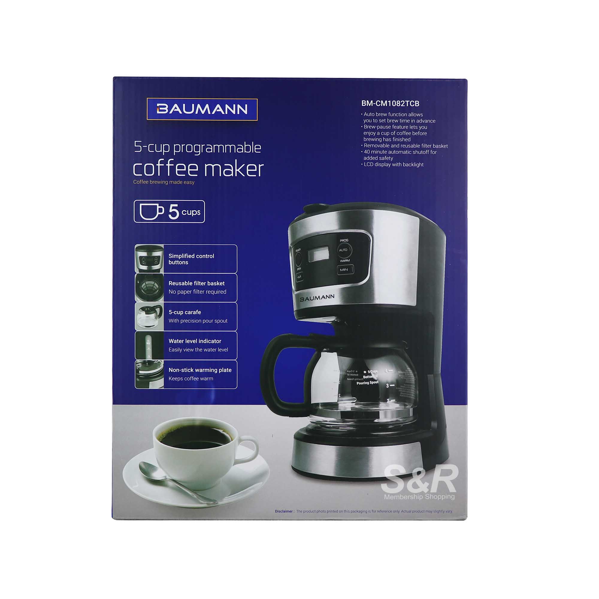 Baumann Living 5-Cup Programmable Coffee Maker BM-CM1082TCB